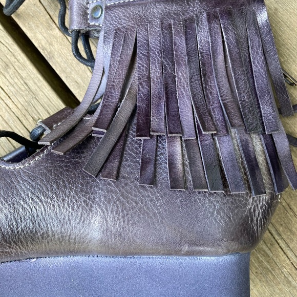 Rare BED STU Sandals MADISON Zip Fringe Gray Blue Purple Leather Size 7.5 - Picture 14 of 15